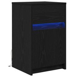 Armoire de chevet LED moderne avec tiroir 38 x 34 x 61 cm ambiance cosy style minimaliste en bois n
