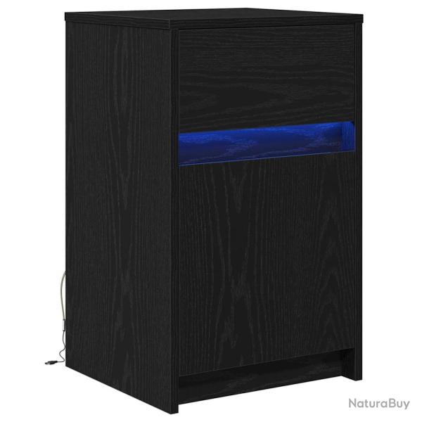 Armoire de chevet LED moderne avec tiroir 38 x 34 x 61 cm ambiance cosy style minimaliste en bois n