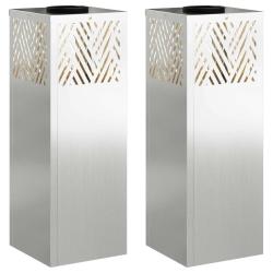 Lot de 2 lampes de chemin LED solaires 18 x 18 x 50 cm autocenseurs design moderne jardin en galvan