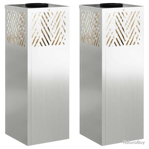 Lot de 2 lampes de chemin LED solaires 18 x 18 x 50 cm autocenseurs design moderne jardin en galvan