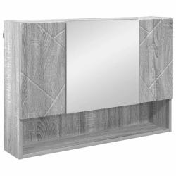 Armoire miroir moderne pratique rangement salle de bain 80 x 17 x 55 cm en bois d'ing&eacute;nierie gris s
