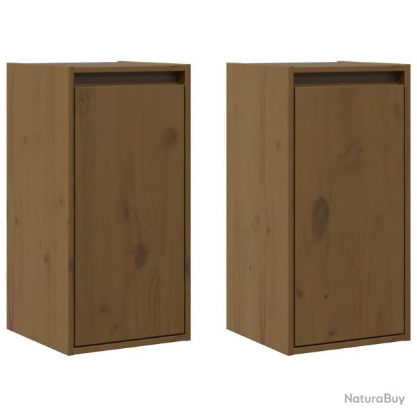 Lot de 2 armoires murales pratiques d�coratives 30 x 30 x 60 cm en bois de pin massif marron miel 0
