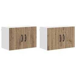 Lot de 2 armoires murales modernes en bois d'ing&eacute;nierie rangement pratique 60 x 31 x 40 cm en bois