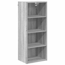 Armoire suspendue moderne avec grand espace de stockage 40 x 29,5 x 100 cm en bois d'ing&eacute;nierie gri