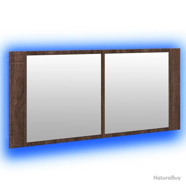 Armoire � miroir LED moderne 100 x 12 x 45 cm avec rangement espace organis� en bois d'ing�nierie c