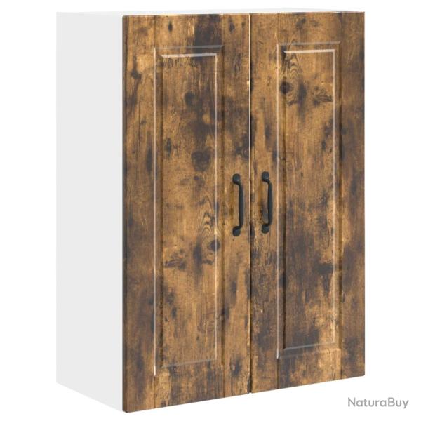 Armoire de cuisine moderne murale rangement pratique 60 x 31 x 80 cm en bois d'ing�nierie ch�ne fum