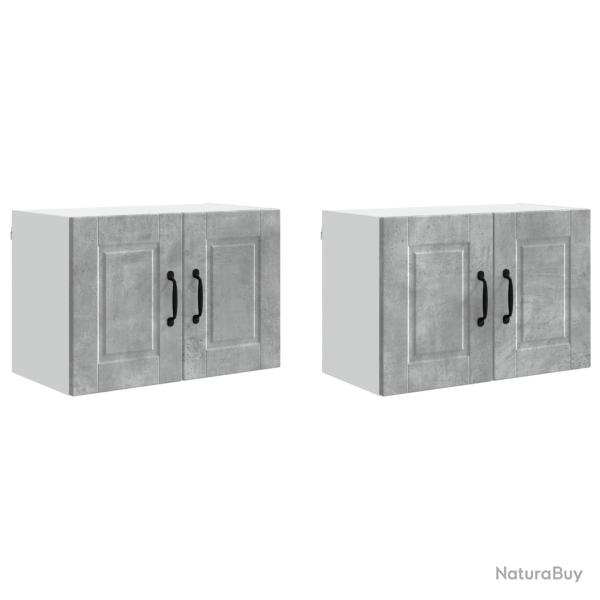Lot de 2 armoires murales de cuisine moderne avec �tag�res 60 x 31 x 40 cm en bois d'ing�nierie gri