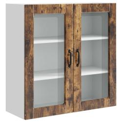 Armoire de cuisine murale moderne avec 3 &eacute;tag&egrave;res 80 x 31 x 80 cm en bois d'ing&eacute;nierie ch&ecirc;ne fum&eacute; 0
