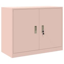 Armoire de rangement moderne avec portes verrouillables 90 x 40 x 70 cm en acier lamin&eacute; &agrave; froid ros