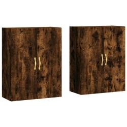 Lot de 2 armoires murales pratiques design intemporel rangement 69,5 x 34 x 90 cm en bois d'ing&eacute;nie