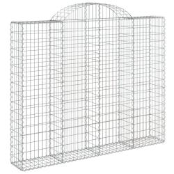 Panier de gabions cl&ocirc;ture cage mur de sout&egrave;nement arqu&eacute; 200 x 30 x 160/180 cm fer galvanis&eacute; Argent