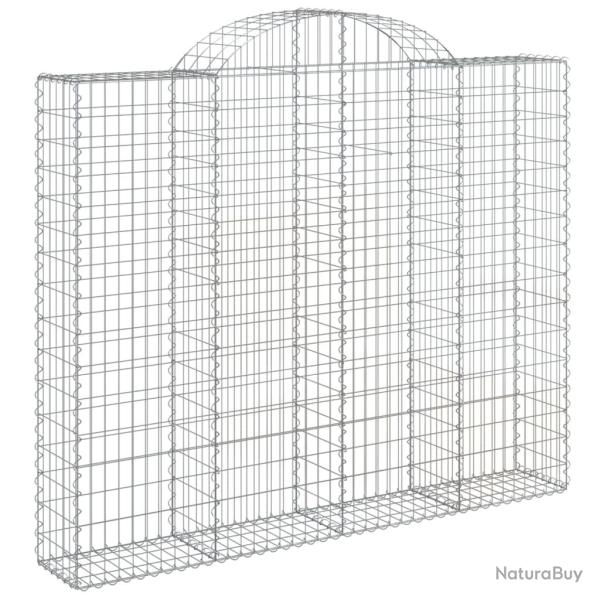 Panier de gabions cl�ture cage mur de sout�nement arqu� 200 x 30 x 160/180 cm fer galvanis� Argent