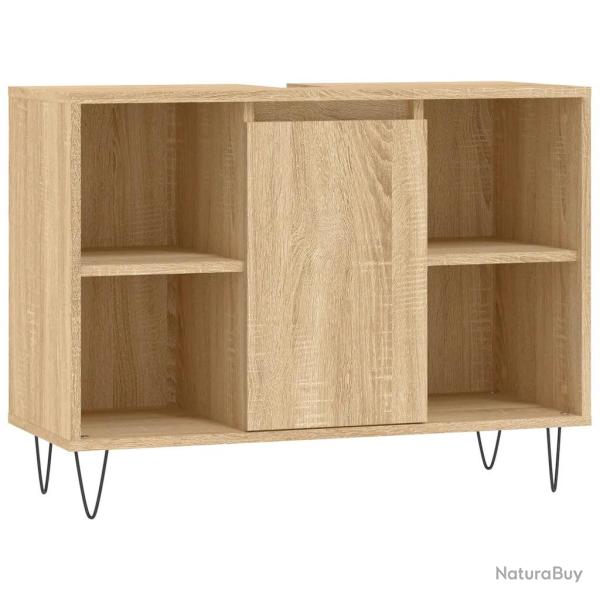Armoire de salle de bain rangement 80 x 33 x 60 cm style industriel finition mate en bois d'ing�nie
