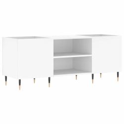 Armoire &agrave; disques pratique rangement 121 x 38 x 48 cm finition mate style industriel en bois blanc