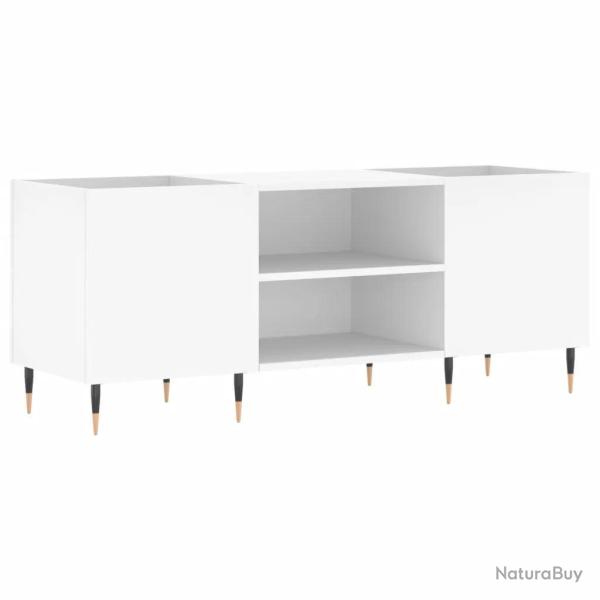 Armoire � disques pratique rangement 121 x 38 x 48 cm finition mate style industriel en bois blanc
