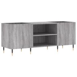 Armoire &agrave; disques classique style industriel rangement 121 x 38 x 48 cm en bois d'ing&eacute;nierie gris 0