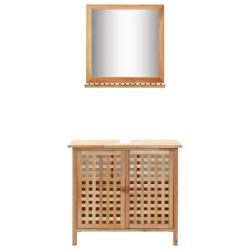 Armoire pour lavabo avec miroir design naturel 66 x 29 x 62 cm ventilation optimale rangement en bo