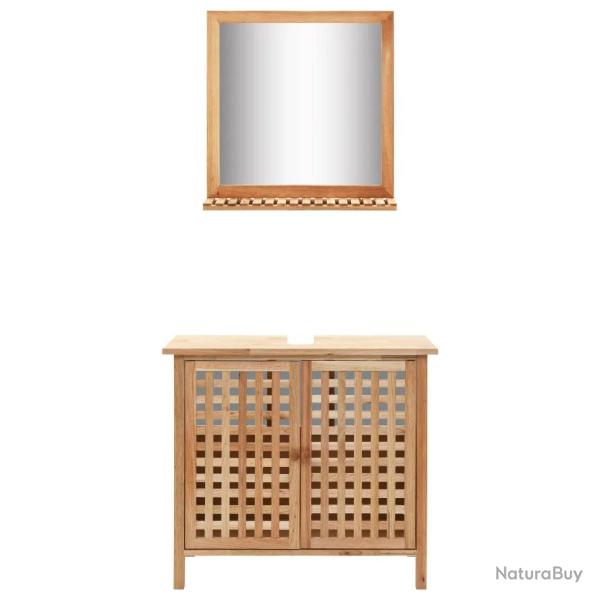 Armoire pour lavabo avec miroir design naturel 66 x 29 x 62 cm ventilation optimale rangement en bo