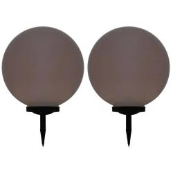 Lot de 2 lampes solaires sph&eacute;riques d&eacute;coratives jardin 50 x 71 cm LED couleur changeante en PP blan