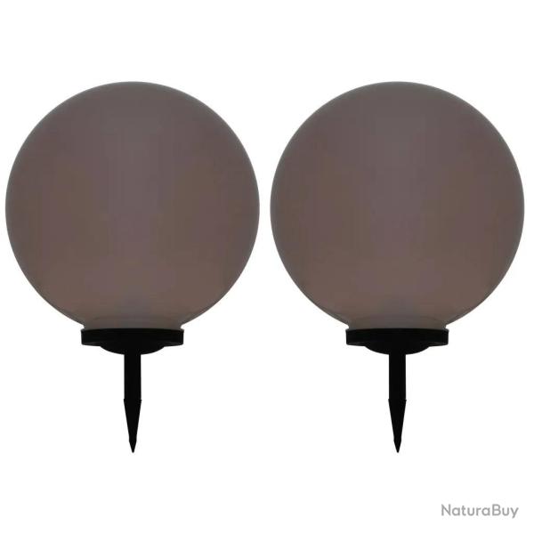 Lot de 2 lampes solaires sph�riques d�coratives jardin 50 x 71 cm LED couleur changeante en PP blan
