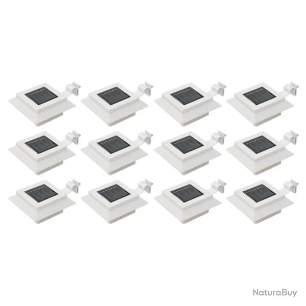 Lot de 12 lampes solaires � LED carr�es �clairage ext�rieur 12 x 6,5 cm en plastique blanc 02_00463