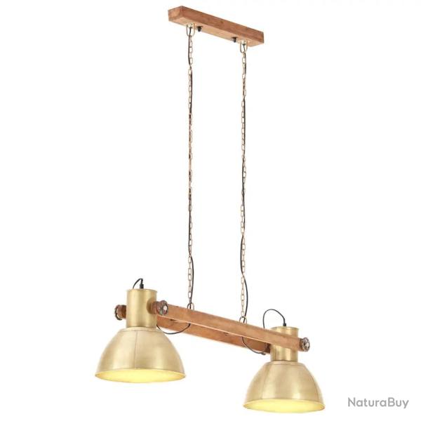 Lampe suspendue industrielle avec 2 abat-jours 109 x 29 x 29 cm ambiance cosy en fer laiton antique