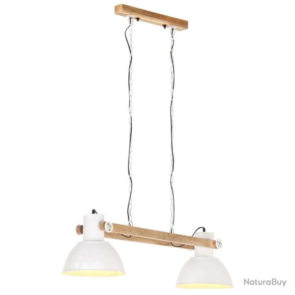 Lampe suspendue industrielle 109 x 29 x 29 cm ambiance cosy avec 2 abat-jours en fer blanc 02_00466