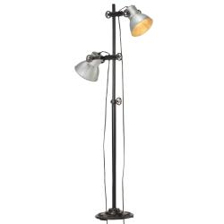 Lampadaire avec 2 abat-jour r&eacute;glables style industriel chambre 28 x 140 cm en fer argent&eacute; 02_0046697