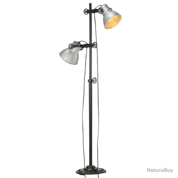 Lampadaire avec 2 abat-jour r�glables style industriel chambre 28 x 140 cm en fer argent� 02_0046697