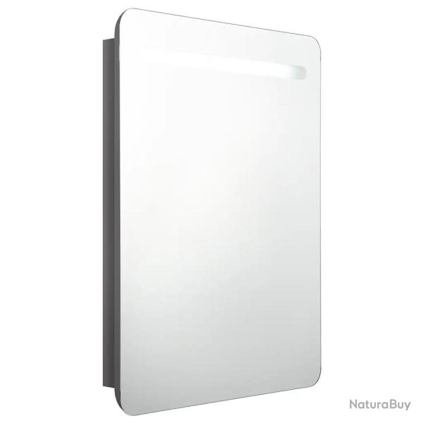 Armoire de salle de bain � miroir LED avec deux �tag�res 60 x 11 x 80 cm en MDF gris brillant 02_00