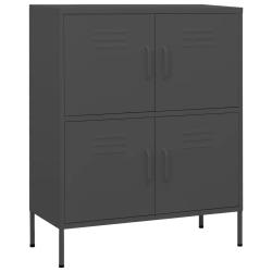 Armoire de rangement moderne avec 2 &eacute;tag&egrave;res r&eacute;glables 80 x 35 x 101 cm en acier anthracite 02_0046