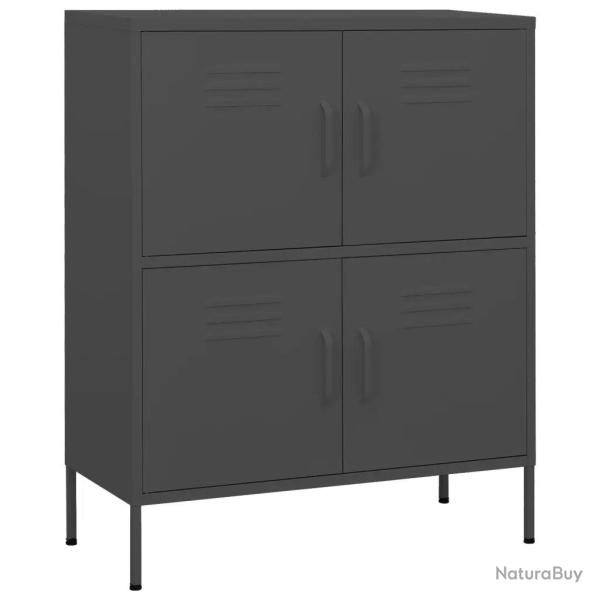 Armoire de rangement moderne avec 2 �tag�res r�glables 80 x 35 x 101 cm en acier anthracite 02_0046