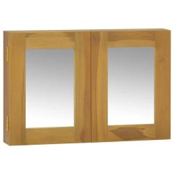 Armoire &agrave; miroir murale bois de teck massif 60 x 10 x 40 cm avec 2 miroirs espace de rangement desi