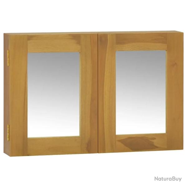 Armoire � miroir murale bois de teck massif 60 x 10 x 40 cm avec 2 miroirs espace de rangement desi