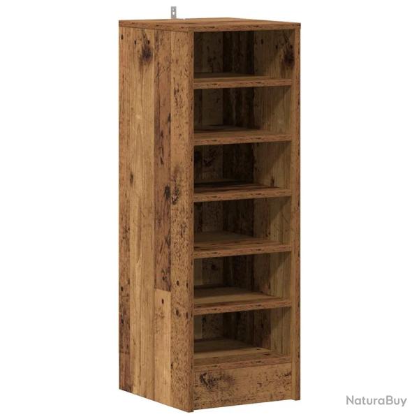 Armoire � chaussures vintage pratique avec 6 �tag�res 32 x 35 x 92 cm en bois d'ing�nierie vieux bo