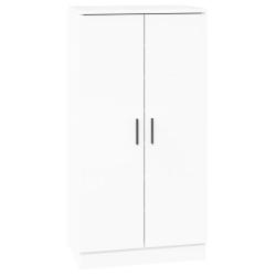 Armoire &agrave; chaussures blanche finition brillante 55 x 35 x 108 cm espace de rangement moderne couloi