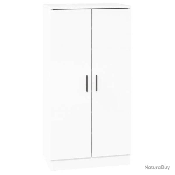 Armoire � chaussures blanche finition brillante 55 x 35 x 108 cm espace de rangement moderne couloi