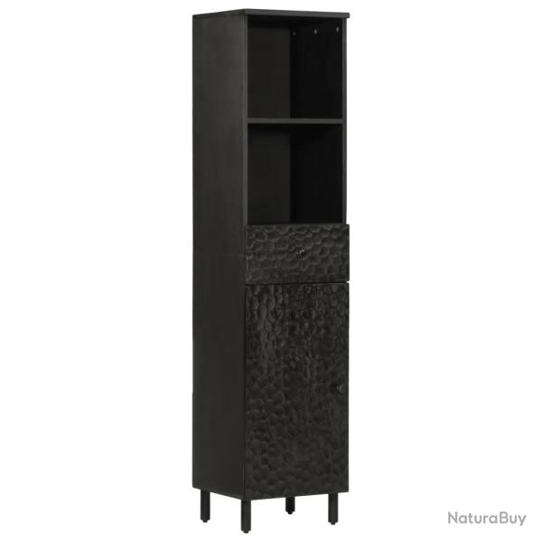 Armoire de salle de bain moderne rangement 38 x 33 x 160 cm en bois massif noir 02_0047186