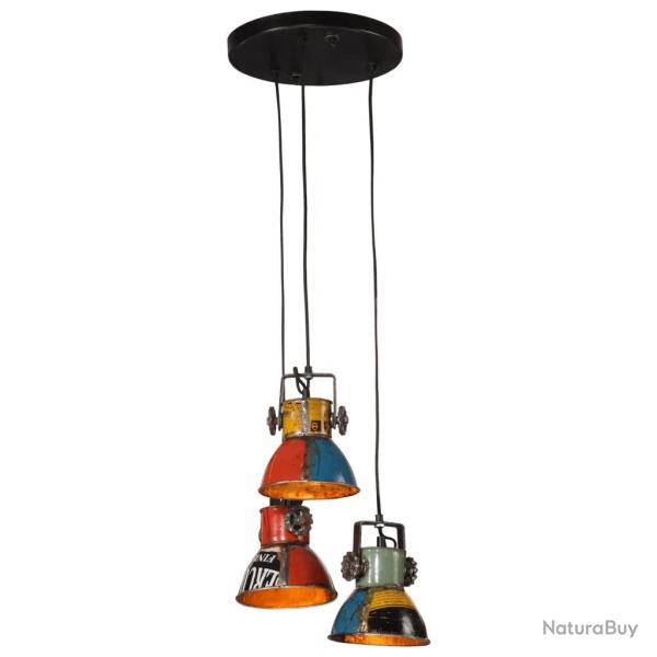 Lampe suspendue style industriel avec 3 abat-jour 30 x 30 x 100 cm en fer multicolore 02_0047504