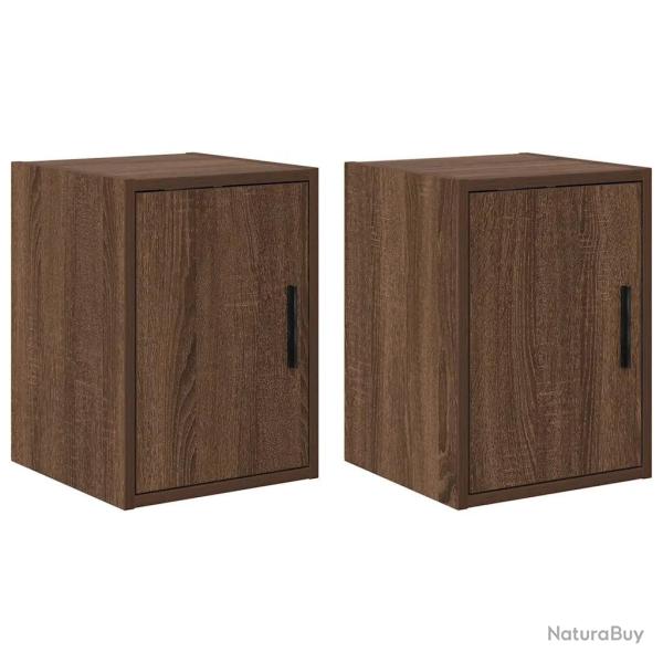 Lot de 2 armoires murales de garage ch�ne marron 30 x 30 x 41 cm rangement pratique style moderne e