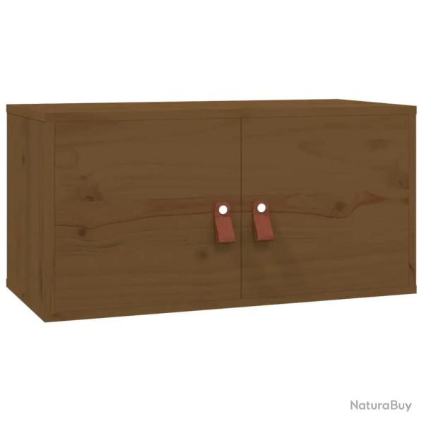Armoire murale rangement bois pin massif 60 x 30 x 30 cm pratique style rustique en bois marron mie