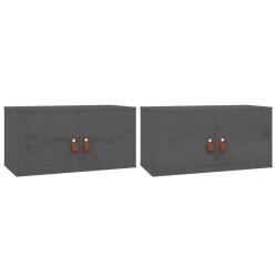 Lot de 2 armoires murales en bois de pin massif 60 x 30 x 30 cm rangement d&eacute;coratif style rustique