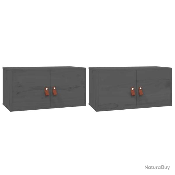 Lot de 2 armoires murales en bois de pin massif 60 x 30 x 30 cm rangement d�coratif style rustique