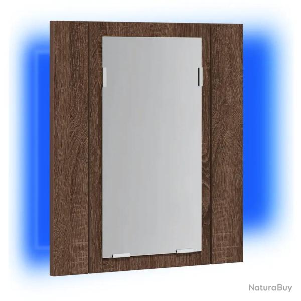 Armoire � miroir LED design mural salle de bain 40 x 12 x 45 cm rangement pratique en bois d'ing�ni