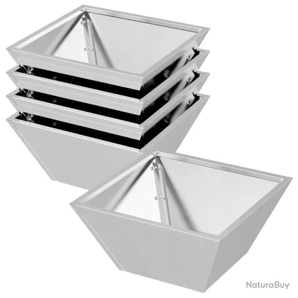 Lot de 5 cache-pots trap�zo�daux modernes jardin ext�rieur 35 x 35 x 15 cm en acier inoxydable arge