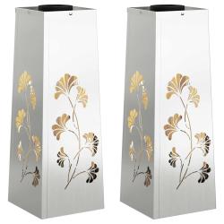 Lot de 2 lampes de chemin LED solaire design moderne jardin 18 x 18 x 50 cm en acier rouill&eacute; 02_005