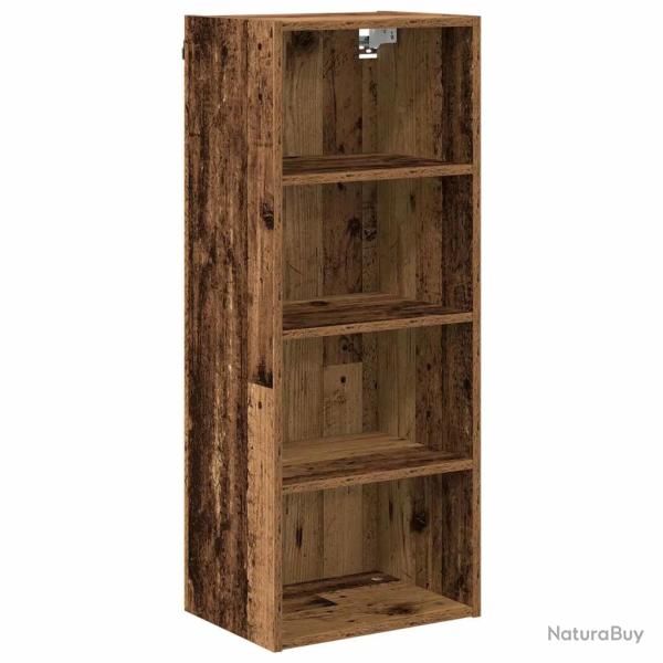 Armoire suspendue bois ancien rangement efficace 40 x 29,5 x 100 cm en bois d'ing�nierie marron 02_