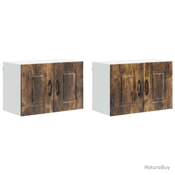 Lot de 2 armoires murales de cuisine design �pur� 60 x 31 x 40 cm en bois d'ing�nierie ch�ne fum� 0
