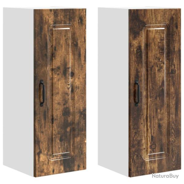 Lot de 2 armoires murales de cuisine moderne rangement spacieux 30 x 31 x 80 cm en bois d'ing�nieri