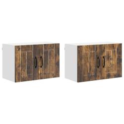 Lot de 2 armoires murales de cuisine moderne rangement pratique 60 x 31 x 40 cm en bois d'ing&eacute;nieri